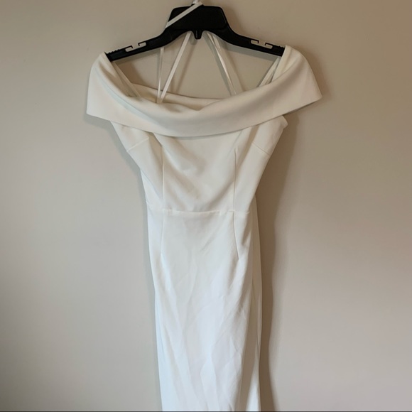 Katie May Legacy Off the Shoulder Maxi Gown Dress in Ivory White - Picture 7 of 8